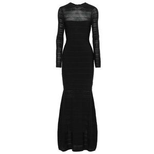 Herve Leger Crochet Knit Panel Bandaged Gown